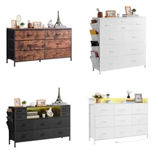 6/9/10 Drawer Dresser Fabric Storage Drawers Steel Frame White/Brown/Black