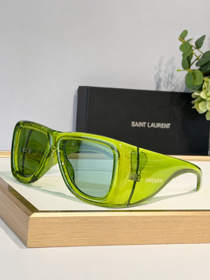 Saint Laurent SL 902 Shield Sunglasses 63-20-130 Lime Green Transparent Unisex