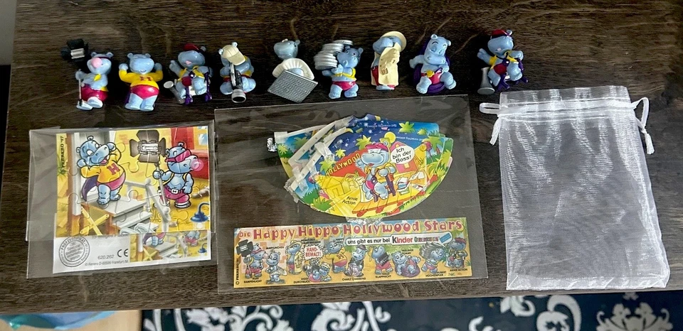 Happy Hippo Hollywood Stars 1997 Ferrero Ü-Ei 9x Figuren+BPZ+puzzle+7 Hüttchchen - Bild 2 von 4