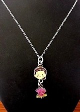 Disney 20" .925 Sterling Silver Necklace w/ "Belle  Rose" Double Charms NEW