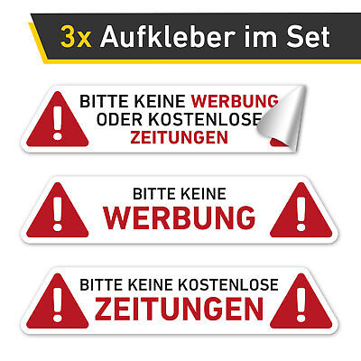 3x Keine Werbung Keine Zeitungen Keine Reklame Briefkasten Aufkleber 10x2cm Ebay