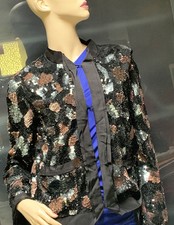 Lanvin Paris Sequin Jacket Sz Xxl Black Multi