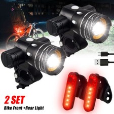 2PCS 40000LM Rechargeable LED MTB Bicycle Light Racing Bike Front  Tail Light