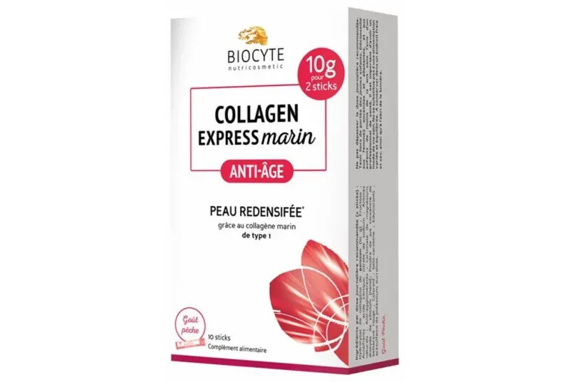 Biocyte Collagen Express Marin 10 Sticks Anti Âge Pêche 01/2025 Peau Redensifiée