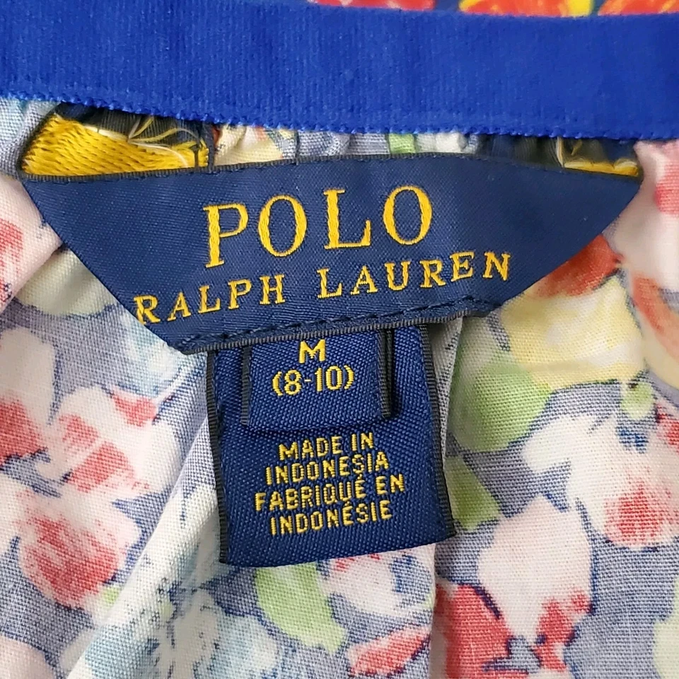 Polo Ralph Lauren Niña Grande Estampado Floral Algodón Patinador Falda M 8 10 Azul Real Foto 3 de 4
