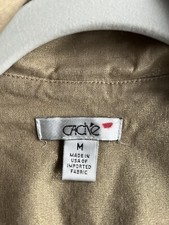 Cache Brown Metallic Gold Shimmer Sans Belt Shoulder Button Tabs Jacket Size M