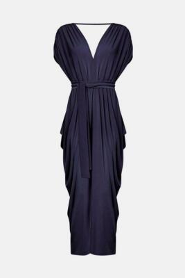 JAMES LAKELAND BATWING PLEATED MAXI DRESS IN NAVY SIZE S UK 10 - Main Image