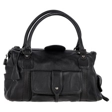 Tod's Front Pocket Zip Satchel In Black Leather One Size