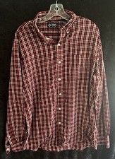 Men’s Chaps Ralph Lauren Large Cotton Polyester Button Down Red Black Dress wear