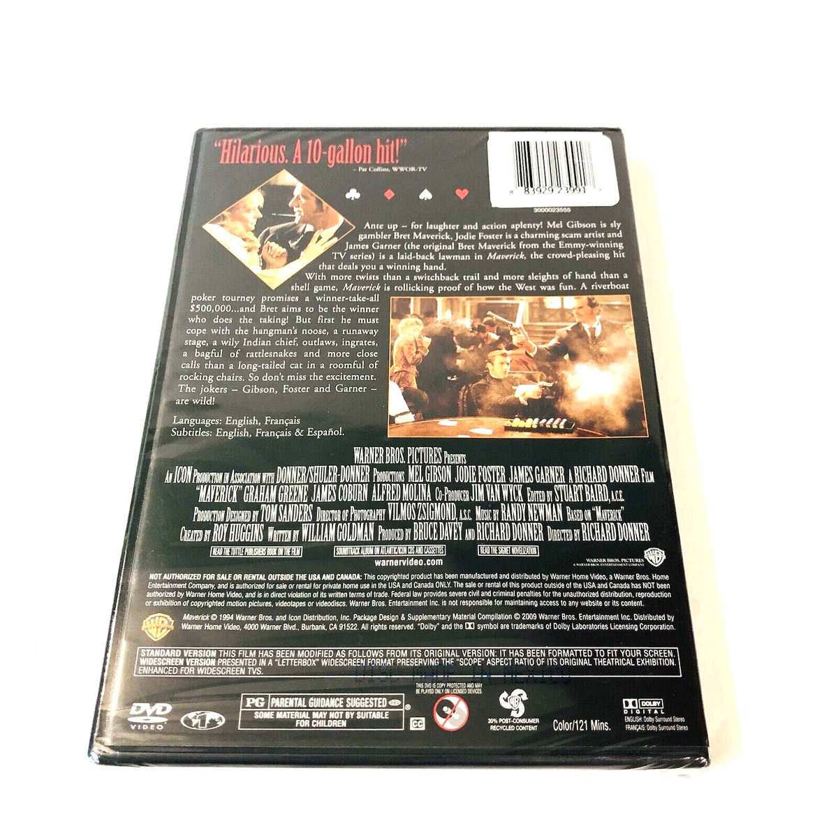 Maverick DVD Mel Gibson Jodie Foster James Garner Gambler Gambling