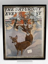 DEER & BUCK FAMILY SATURDAY EVENING POST MAGAZINE Cover FEB 7 1931 With Frame
