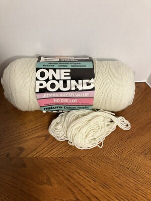 Vintage Natura Deluxe Acrylic ONE POUND Yarn Skein - Off White