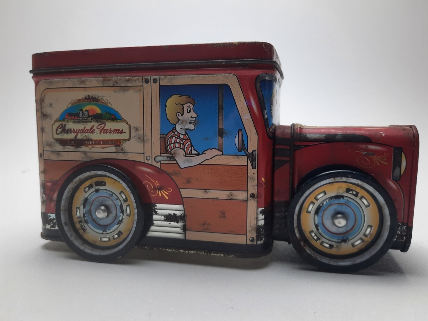 Vintage Cherrydale Farms Tin Delivery Truck Coin Bank