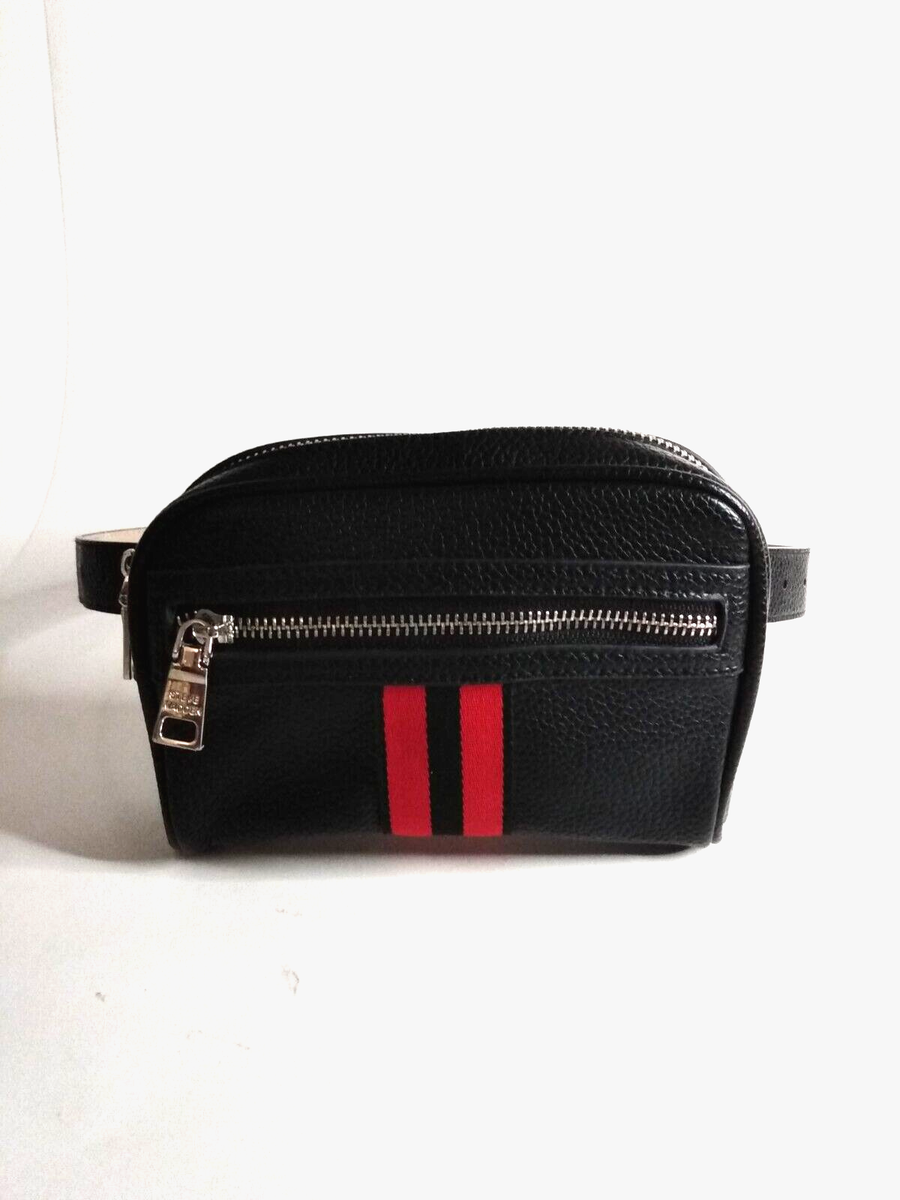Steve Madden Belt Bag Faux Leather With Red Stripes Adjustable
