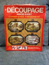 Vintage Decoupage Currier  Ives Kit
