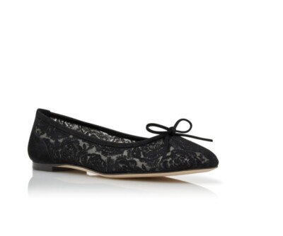 Manolo Blahnik $875 Black Lace Pointed Toe Flat In Black 39.5