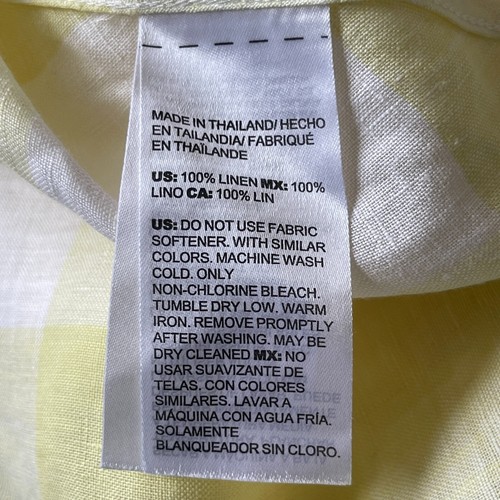 Chico's Women Gingham Maxi Shirt Size L (3) Yellow White Linen No Iron - Picture 10 of 14