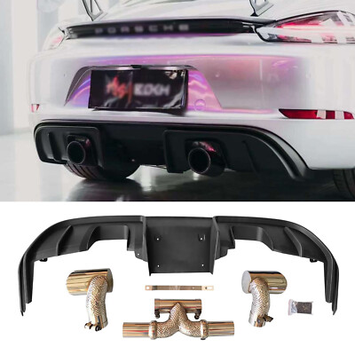 Fit 17-24 PORSCHE 718 CAYMAN BOXSTER Rear Lip Diffuser GT4 Style W ...