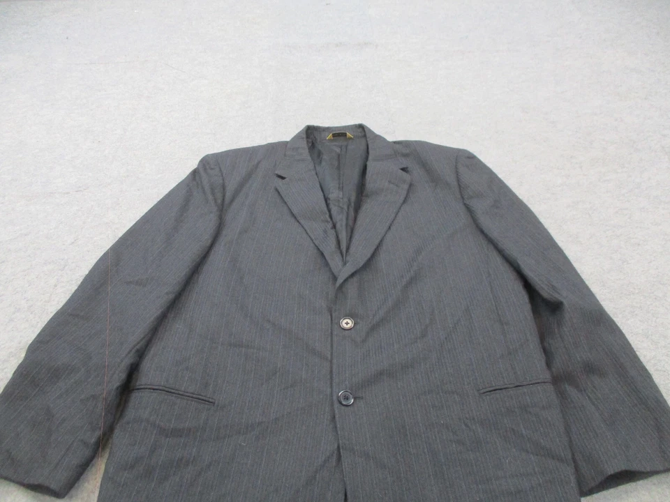Blazer Donna Karan Para Hombres 46 Largo Negro Rayas 100% Lana 2 Botones Abrigo Chaqueta Foto 2 de 4