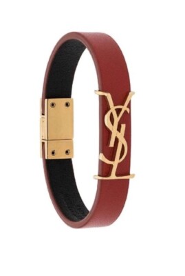 Saint Laurent YSL New Charm Leather Gold-Tone Bracelet | eBay