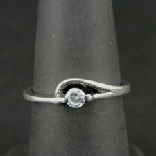 Ring Silver Round Cubic Zirconia Stone Dainty Sterling 925 Size 5 Band Ring
