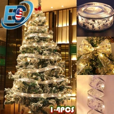 Christmas Ribbon Light 13ft 40LED Fairy String Lights for Xmas Tree Party Decor