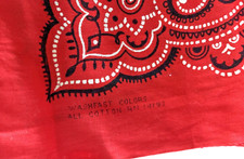 NOS 50s Vintage BANDANA RED DOT HANDKERCHIEF USA WashFast Colors 14193 Selvedge