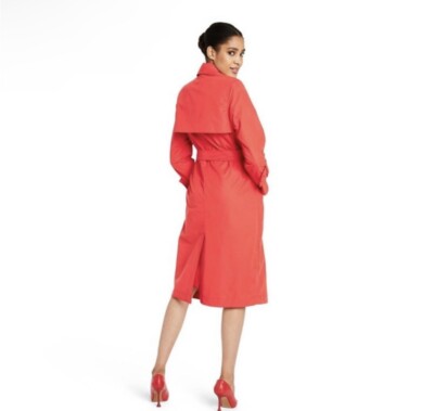 Sergio Hudson X Target Strong Shoulder Red Trench Coat Jacket Sz M