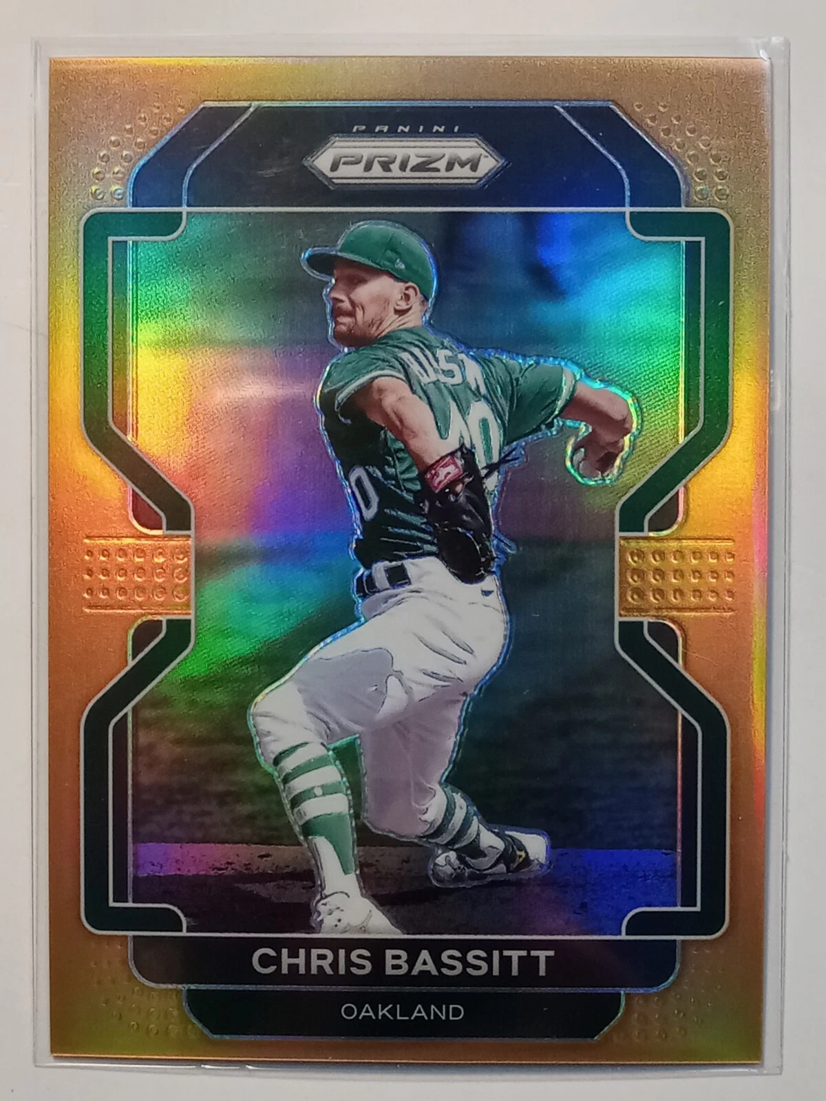 Chris Bassitt 2022 Panini Prizm Neon Orange Prizm /100 No.125 Oakland Athletics