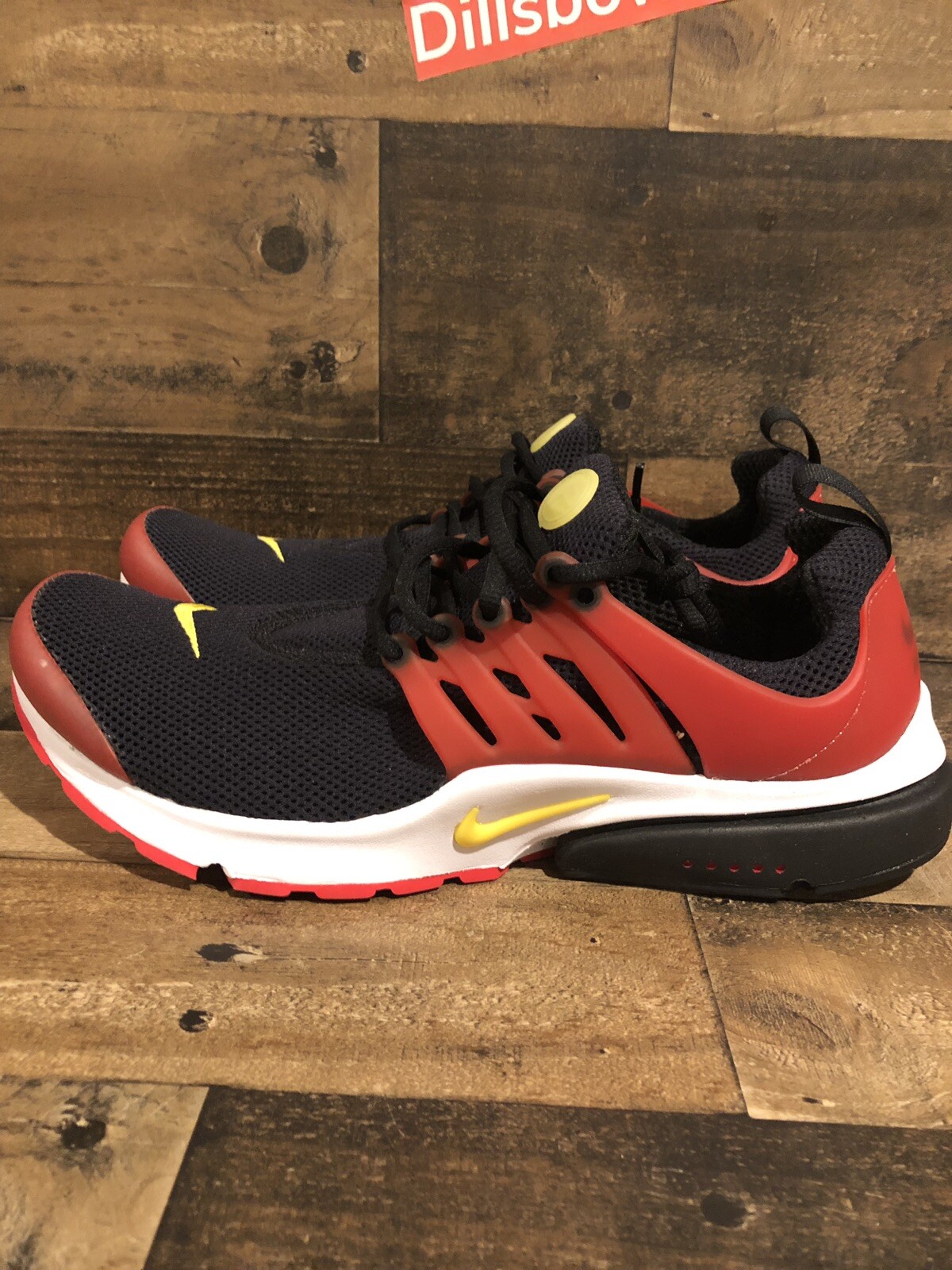 New Mens Nike Air Presto Essential Running Sz 12 Black Red Yellow
