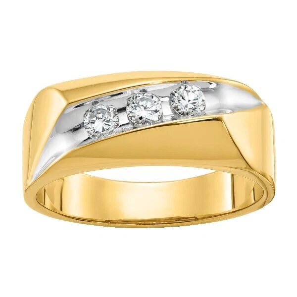 Anillos de banda de piedra de oro amarillo para hombre