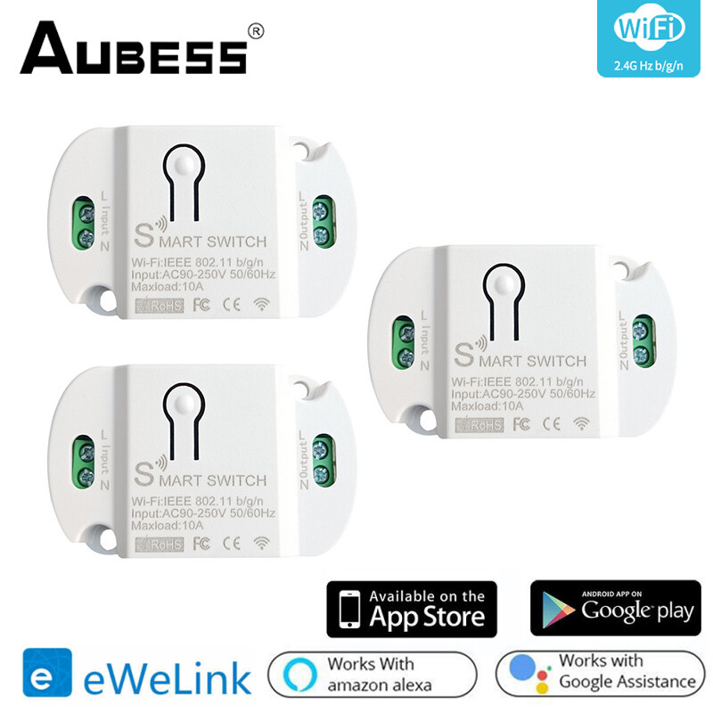Aubess EWeLink Smart Switch Timer Mini WiFi Bluetooth-compatible 2.4G Remote Voi