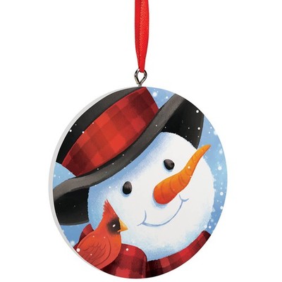 Buffalo Plaid Snowman & Cardinal Ornament
