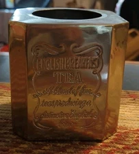 Vintage Silverplate Tin English-Breakfast Tea Square Made In India 