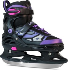Adjustable Ice Skates Boys Girls Purple Adults Hockey Levytemp Large 6Y-8.5Y 