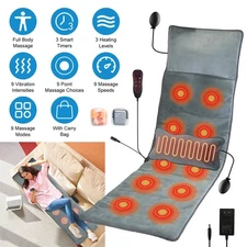 Plush Full Body Electric Massage Mat with Inflatable Head Pillow & Lumbar Pillow