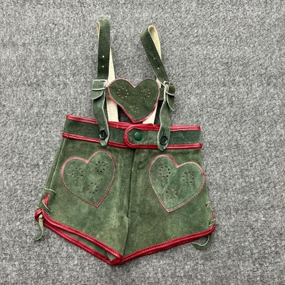 German Lederhosen Vintage Leather Kids Toddler Suede Bavarian Austrian Heart 21''
