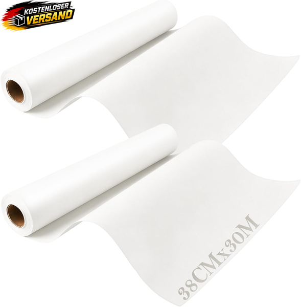 Ldxdru 2 StüCk 44Cm X 30M Zeichenpapier Rolle, 70G/M² WeißE Papierrolle, Zeichen-image