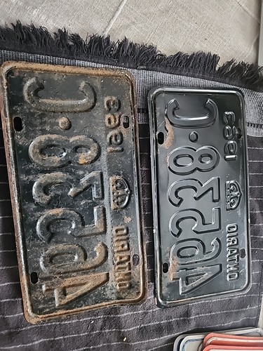 1963 Ontario Canada License Plate Pair Set - Afbeelding 2 van 2