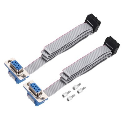 2 Stück 10-poliges Flachbandkabel grau DB9 Female für FC-10P 2,54mm Raster