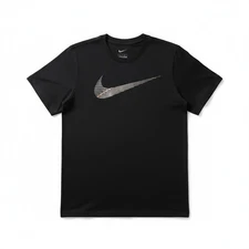 Nike Dri-FIT Fitness Tee T-Shirt FJ2464-010 Swoosh Gold Men's Black NWT