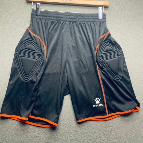 Kelme Men Soccer Goalkeeper Shorts Padded Polyester XS Black Orange Athletic