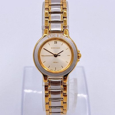 SEIKO Lucent 4N21-0340 Women Quartz Analog Wristwatch Gold Dial
