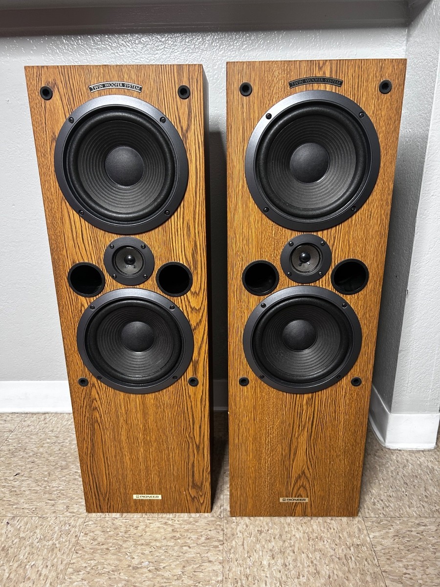 Vintage Pioneer CS-J625 Floor Speakers Pair Twin Woofer System