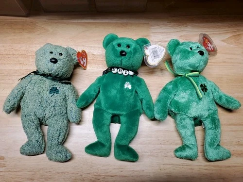 Lot Of 3 St Patrick Day Irish TY Bears. Dublin, Shamrock, & Erin. 93-03
