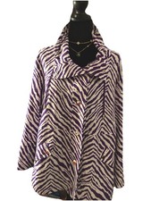 Zenergy By Chico's Purple  White Zebra Print 3/4 Sleeve Jacket Size XL/16