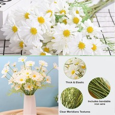 Artificial Plants Stems White Flowers 8 Bundles 20  Daisy Uv Resistant Outdoor
