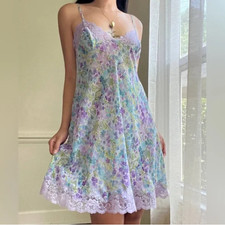 Victoria's Secret delicate slip dress in lavender featuring multi floral prints