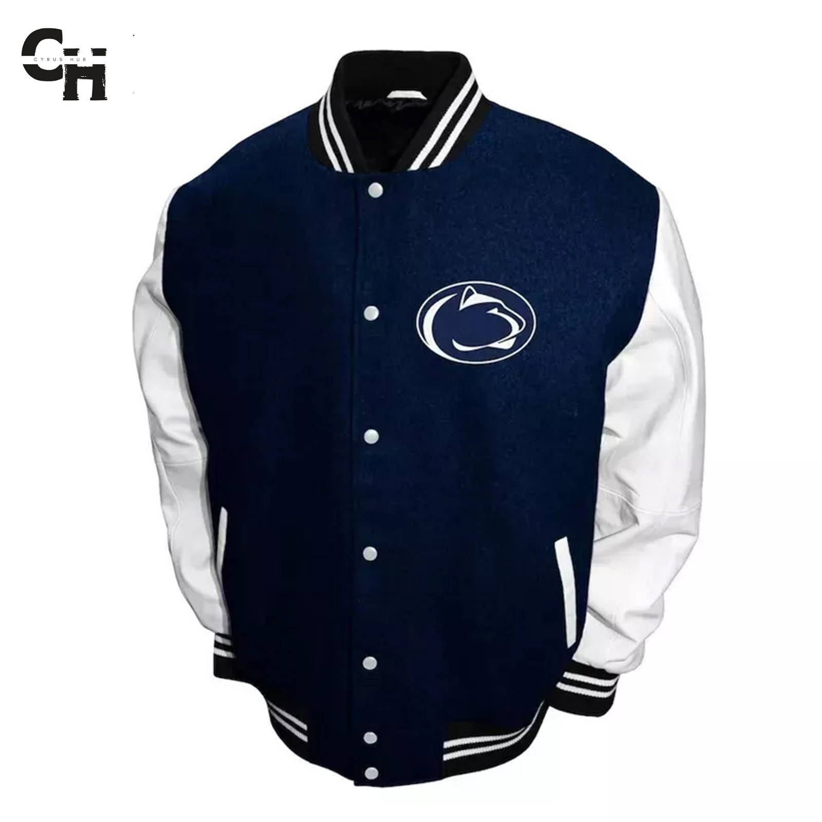 Letterman Penn State Nittany Lions Graduate Navy and White Varsity Jacket