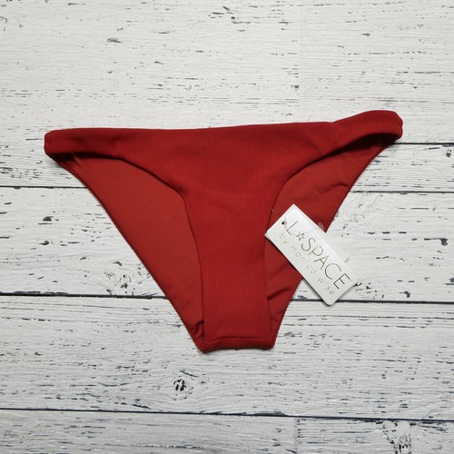 L Space Camacho Bikini Bottom Womens Small Red Swim Classic Ribbed Monica Wise
